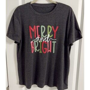 Merry And Bright Christmas T shirt | Women’s Size XXL |